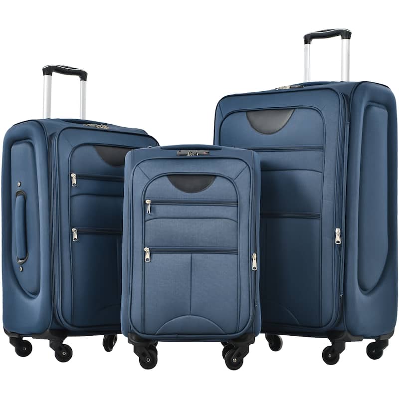 Softside Luggage Expandable 3 Piece Set Suitcase Upright Spinner