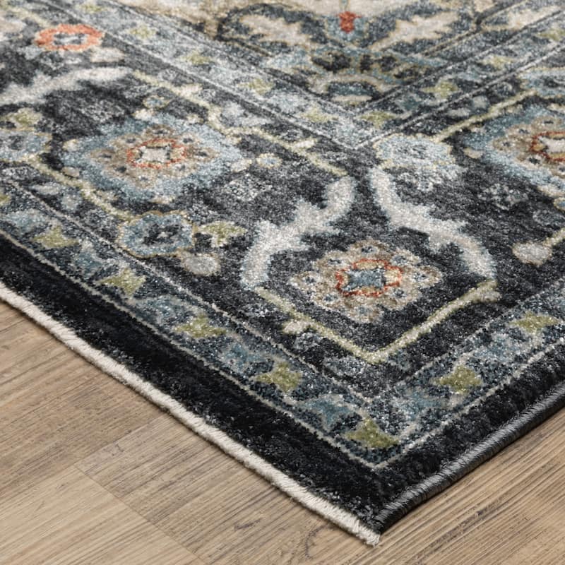 Esme Traditional Medallion Navy/ Blue Area Rug
