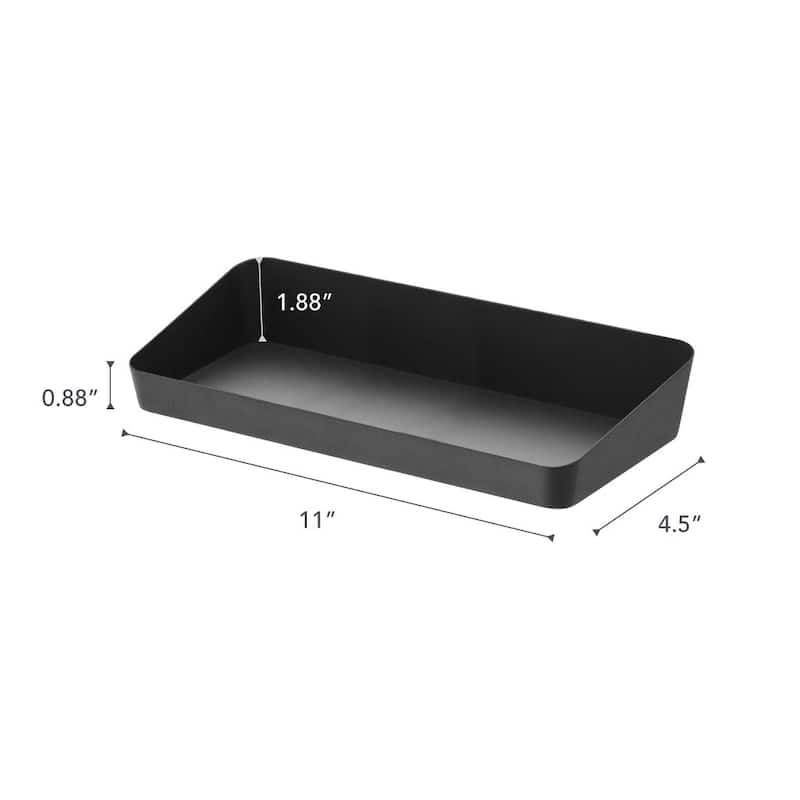Yamazaki Home Vanity Tray - Angled - Two Sizes, Steel, 5.25" x 11.75" - L 5.31 x W 11.81 x H 1.97 inches