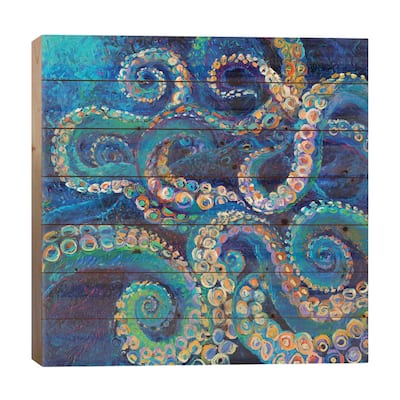 Tentacollage II Print On Wood by Iris Scott - Multi-Color