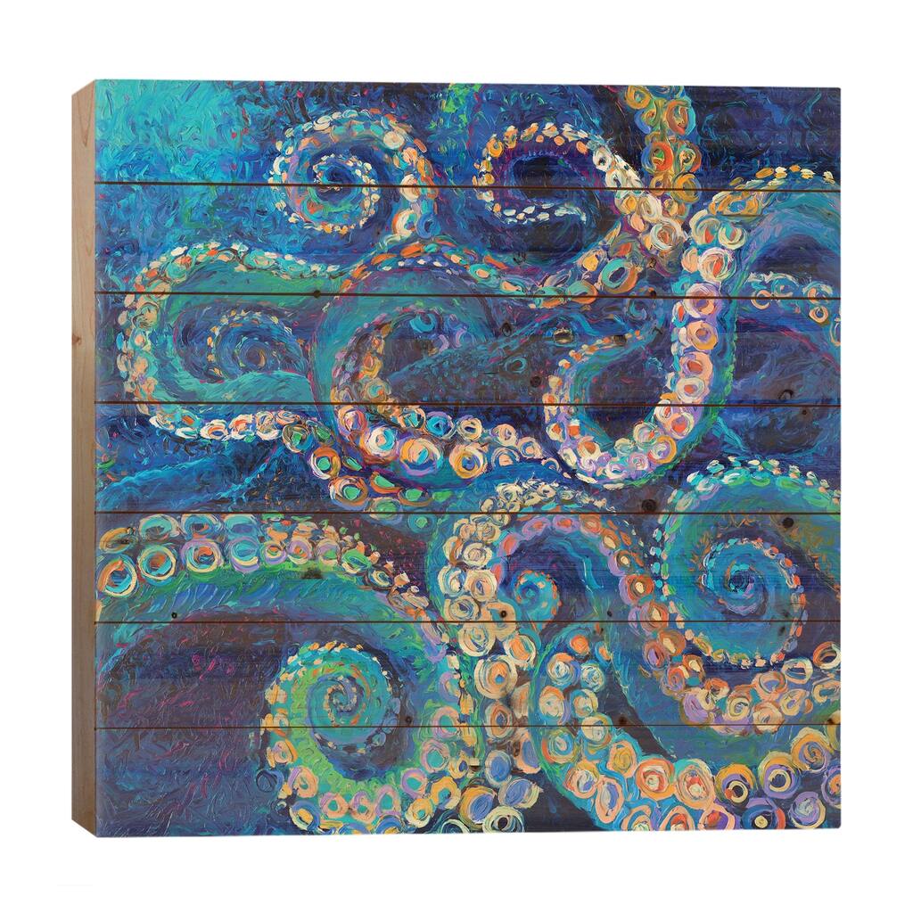 Tentacollage II Print On Wood by Iris Scott - Multi-Color