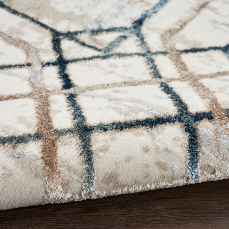 Nourison Glam Indoor Cream/Ivory Geometric Area Rug