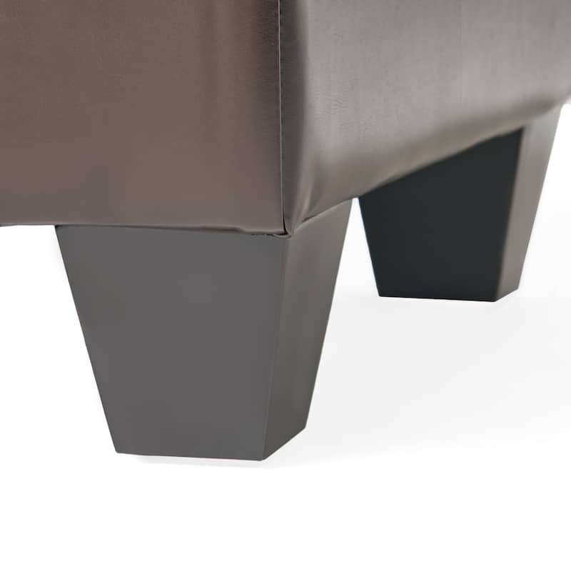 Merrill Chocolate Brown Leather Storage Ottoman by Christopher Knight Home