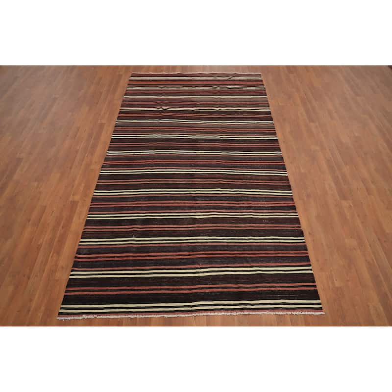 Hand Woven Oriental 100% Wool Carpet Southwestern Geometric Multi-Colored Kilim Area Rug - 9' 4'' X 5' 3''