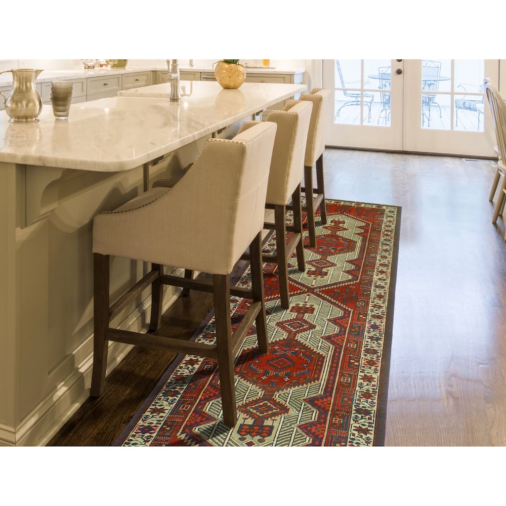 Fine Vintage Distressed Mama Red/Beige Runner - 3'0" x 10'8"