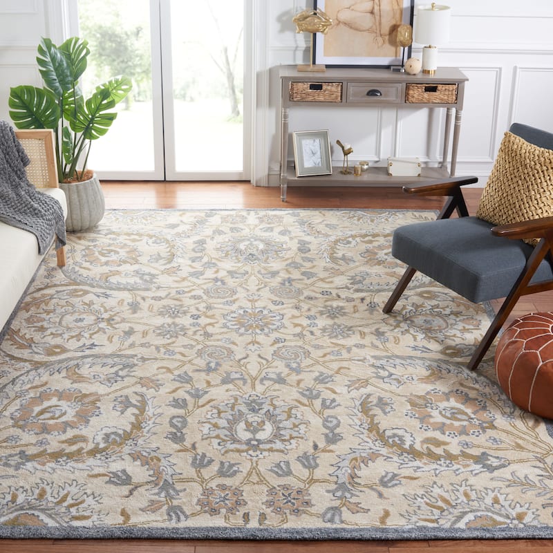 SAFAVIEH Handmade Bella Tifenn Modern Floral Wool Rug - 6' x 9' - Beige/Multi