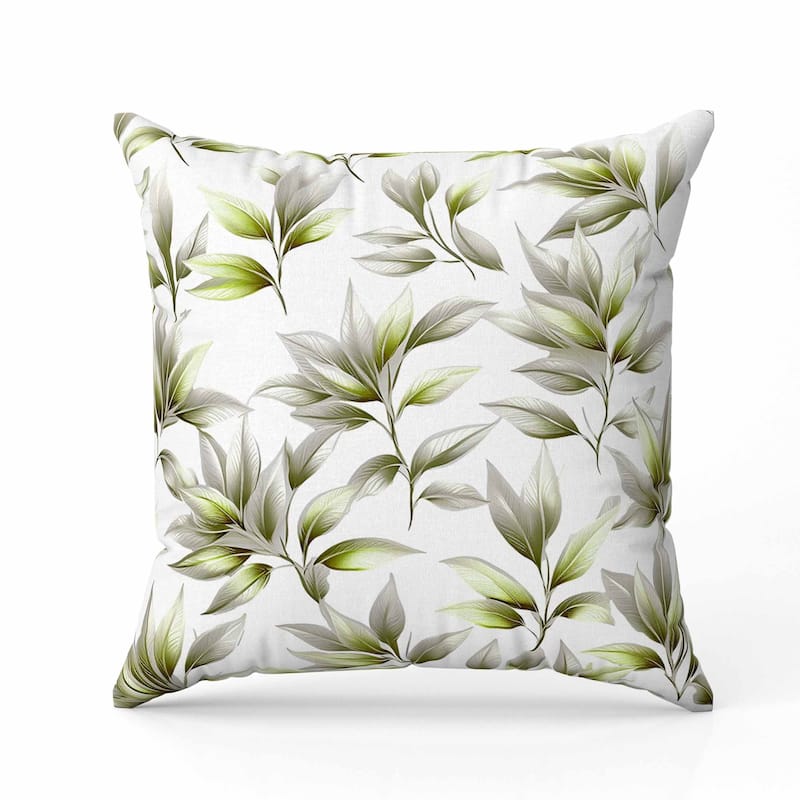 Enchanted Leaflet Faux Suede Reversible Throw Pillow Silver and Green