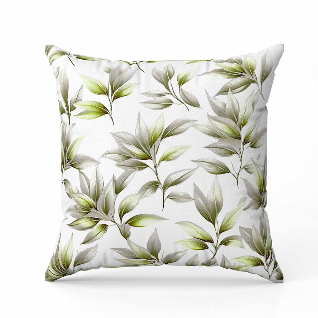 Enchanted Leaflet Indoor/Outdoor Reversible Throw Pillow Silver and Green