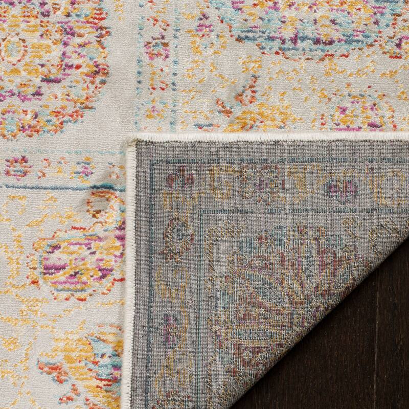SAFAVIEH Sevilla Kacandone Traditional Oriental Viscose Rug - Silver/Multi - 4' x 5' 7"