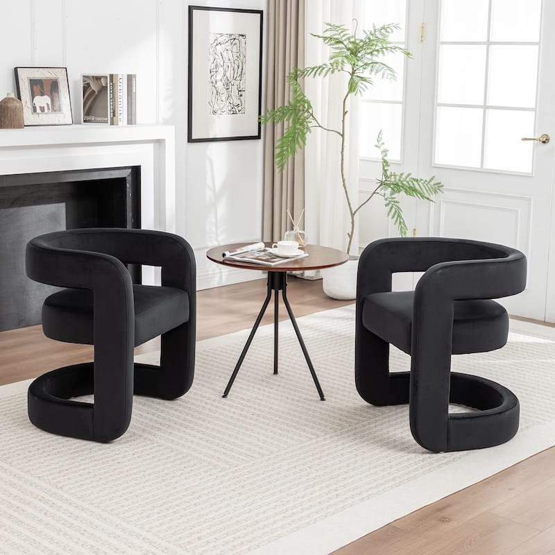 SEYNAR Modern Velvet E-Shaped Open Back Dining chair Set of 2