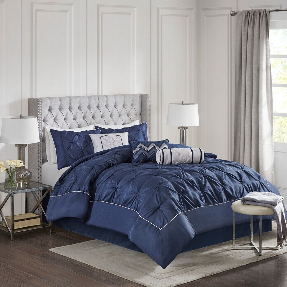 Queen comforter set navy blue outlet