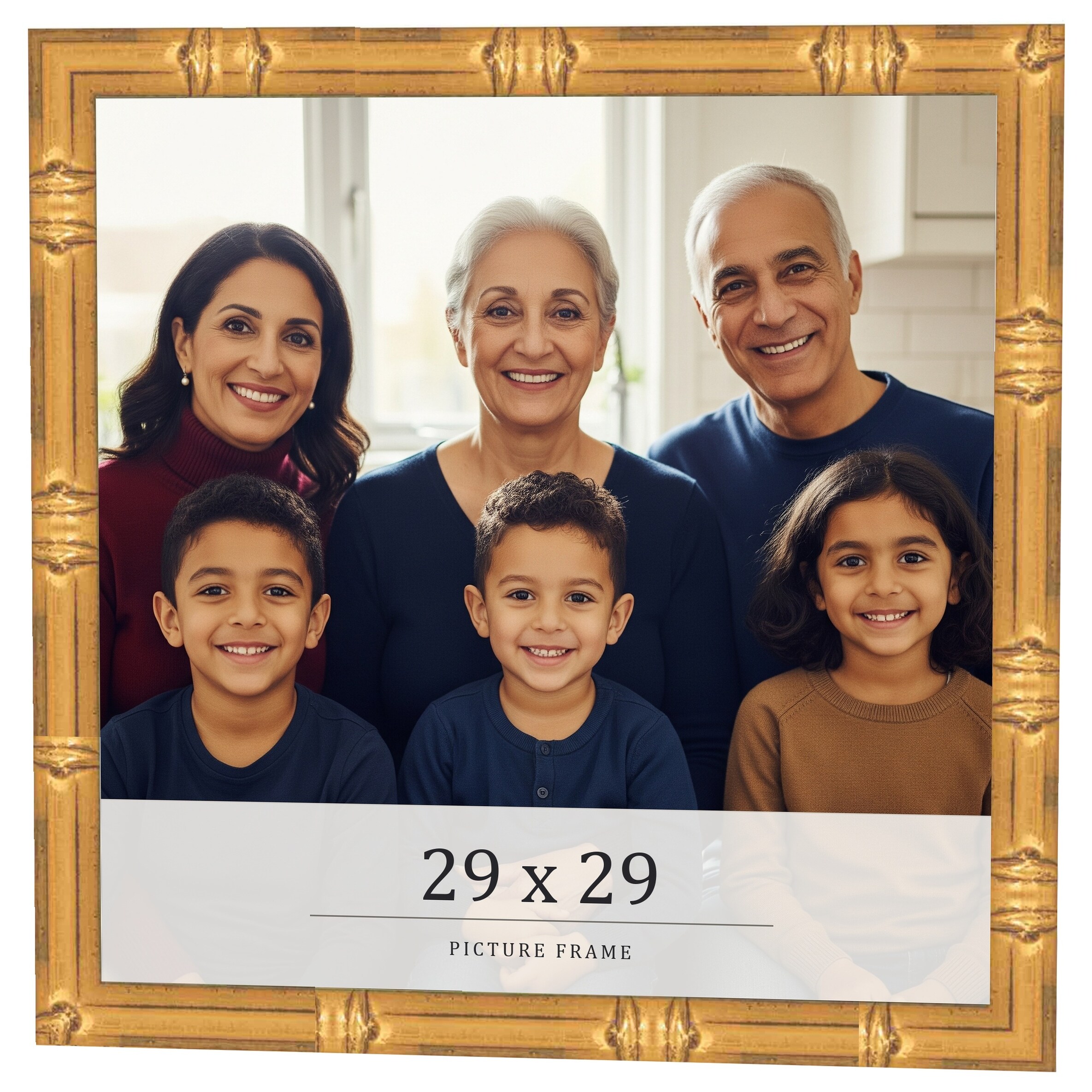 29x29 Frame Gold Bamboo Solid Wood Picture Frame | 1 Inch Moulding