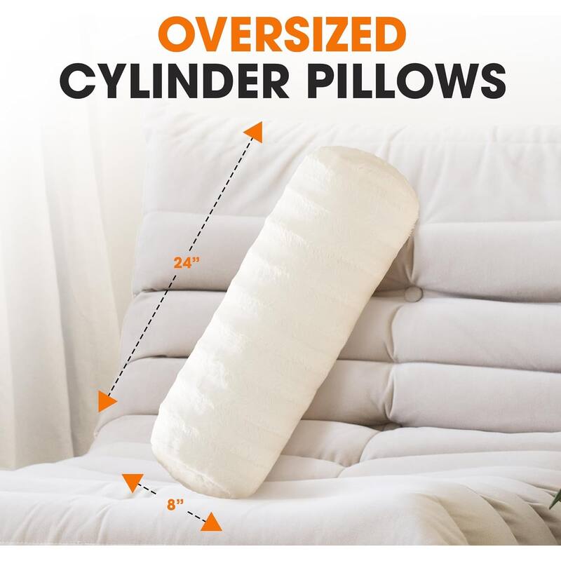 Cheer Collection 8" x 24" Set of 2 Decorative Roll Bolster Pillows
