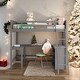 preview thumbnail 2 of 7, Full Size Loft Bed With Shelves and Desk For Home