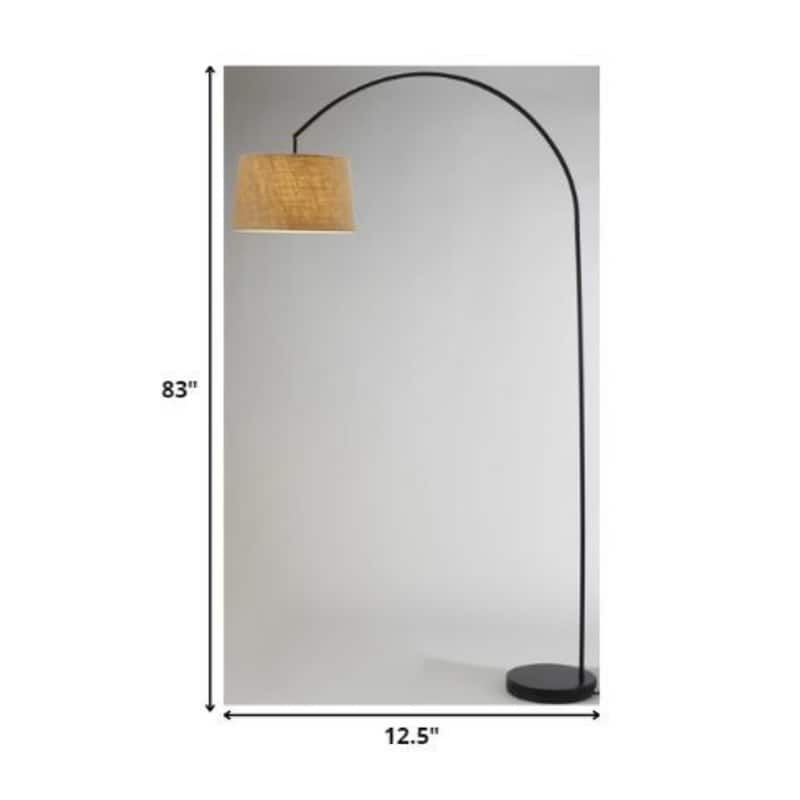 83"H Extra Tall Floor Lamp with Burlap Shade and Foot Switch Plug-In Metal Light for Living Room - 83”H x 12.5”W x 60”D