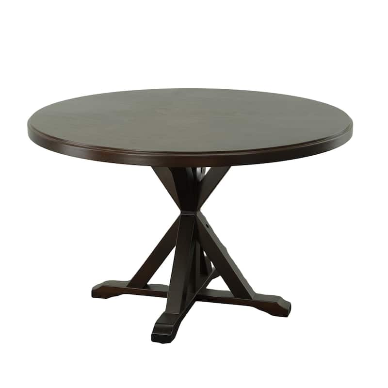 X Base Round Top Pedestal Dining Table - 48" - Espresso Brown