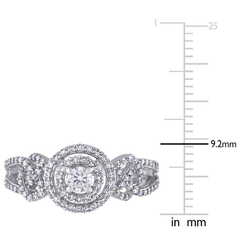 Miadora 10k White Gold 1/2ct TDW Diamond Interlaced Double Halo Engagement Ring