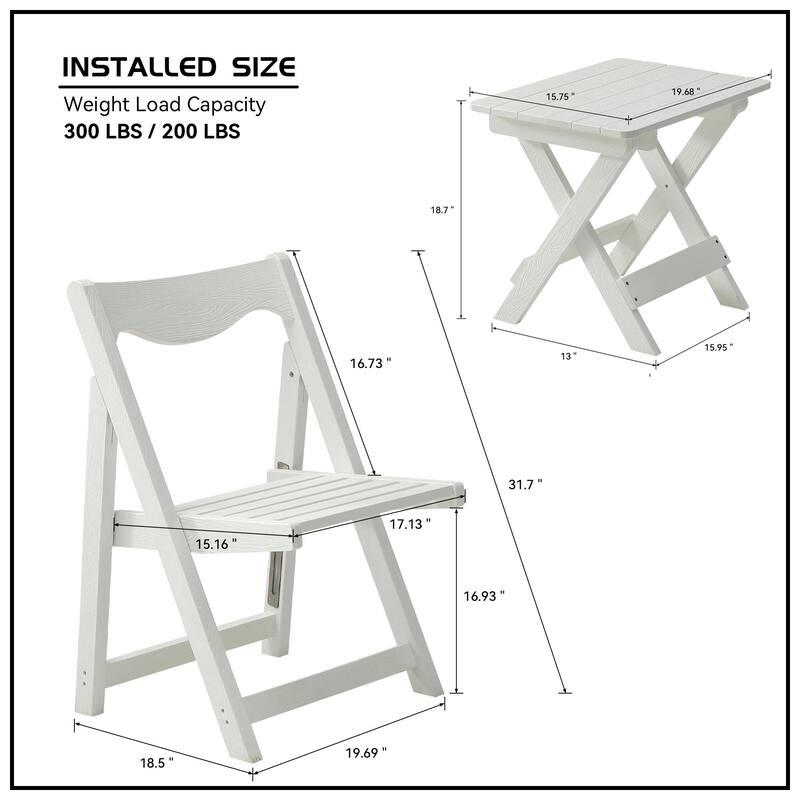 Outdoor Foldable Table Chairs Set (2 Chairs & Table), Set of 3