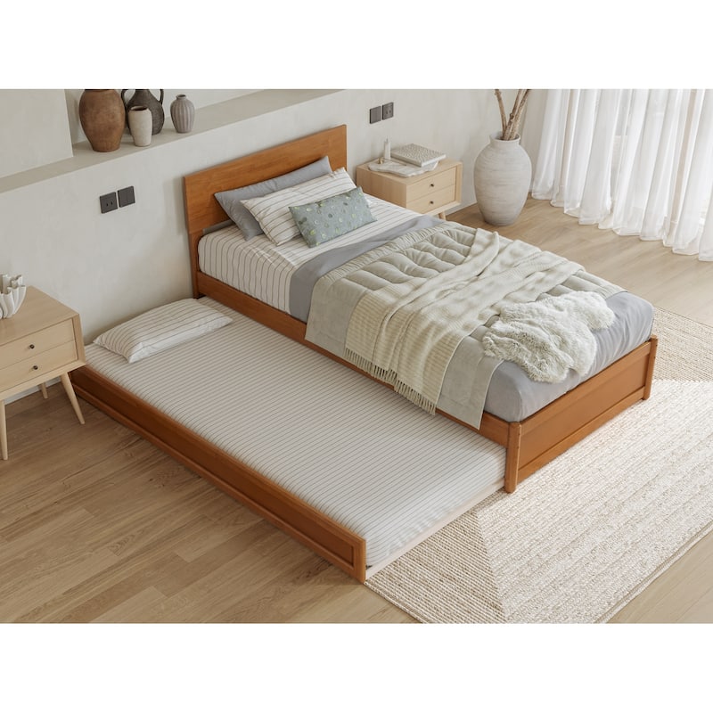 Wesley Platform Bed with Panel Footboard and Twin XL Trundle
