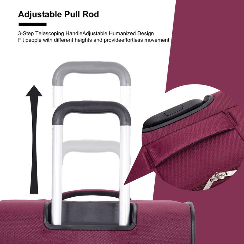 Durable 3-Piece Polyester Luggage Set (18" Carry-On, Travel Bag, Toiletry Bag) with 360° Spinner Wheels