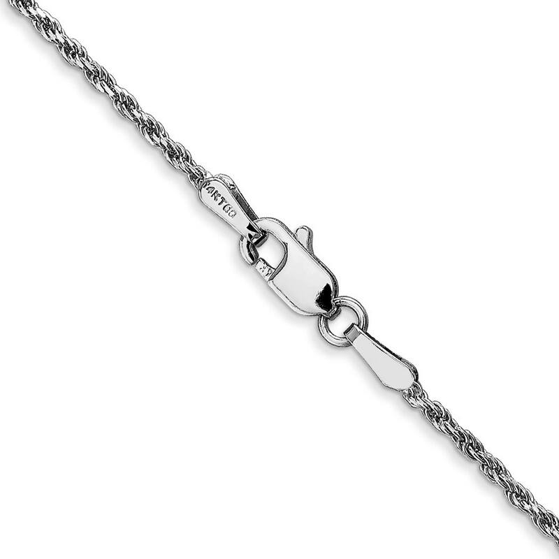 Curata 14k White Gold Solid 1.2mm Diamond-cut Rope Chain Necklace (Lobster-claw) Options: 16 18 20