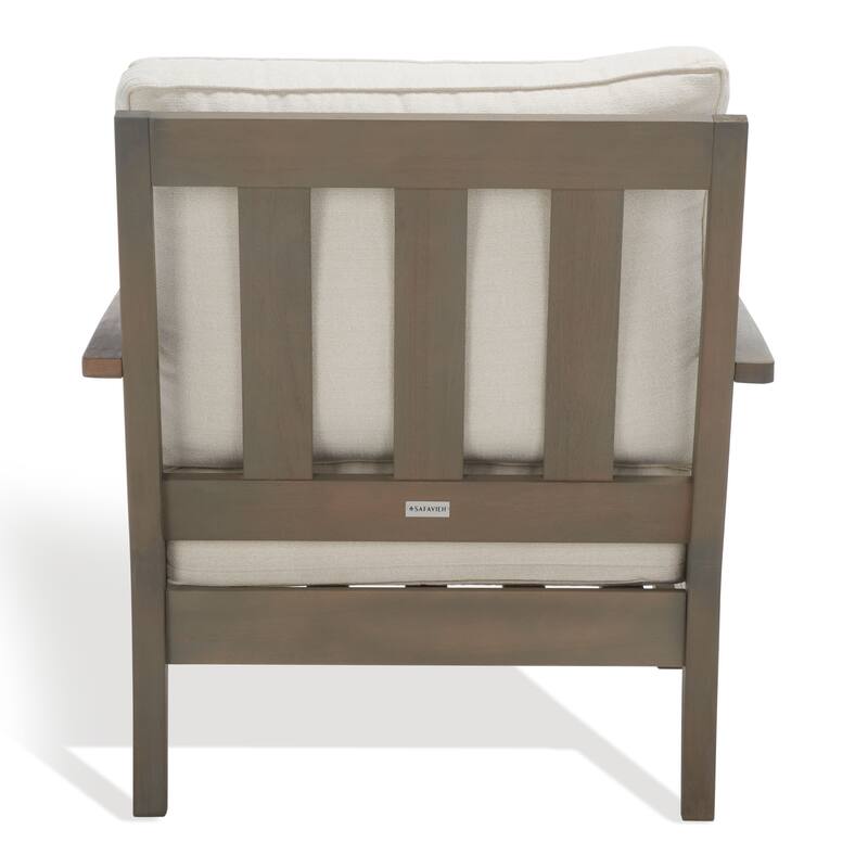 SAFAVIEH Couture Martinique Wood Patio Armchair. - 31.4" W x 35.6" L x 32.6" H