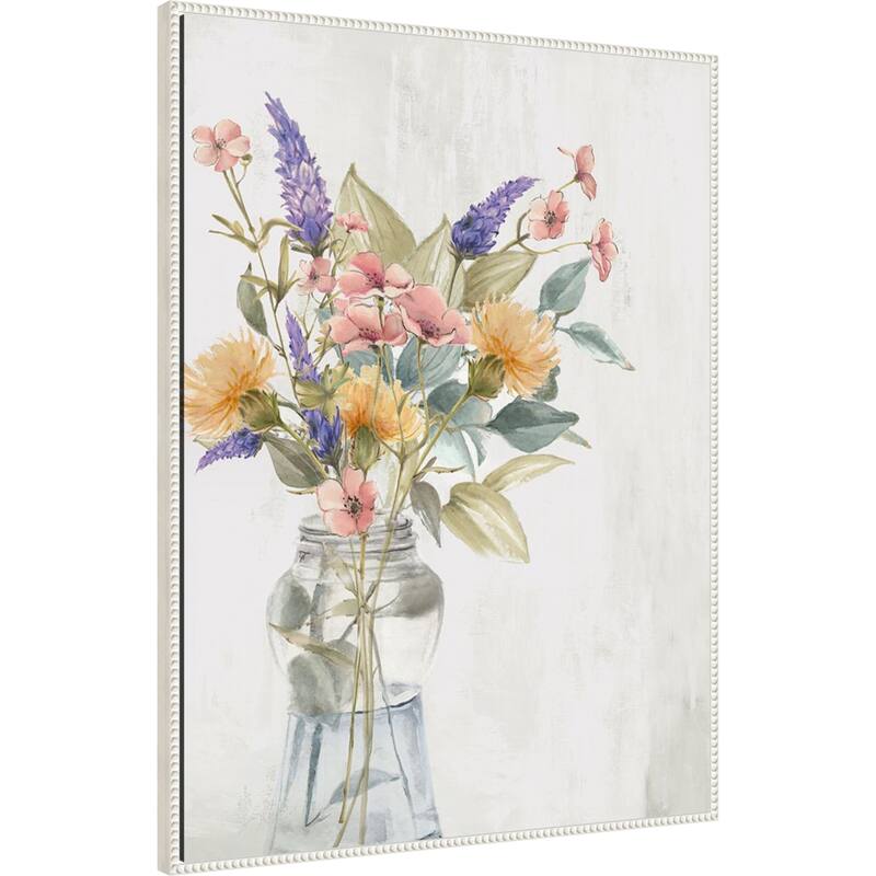 Vibrant Blooms in Glass Vase by PI Studio Framed Canvas Wall Art Print
