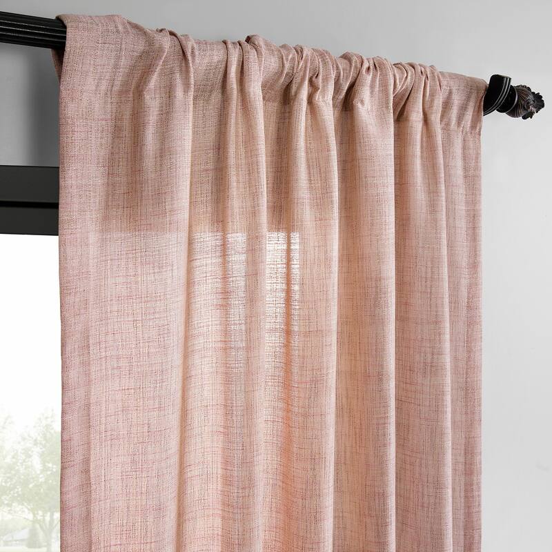 Exclusive Fabrics Raw Linen Weave Light Filtering Curtains for Bedroom & Living Room Curtains Pair - 2 Panel Drapes