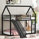 preview thumbnail 3 of 20, Twin over Twin House Bunk Bed with Ladder and Slide Black