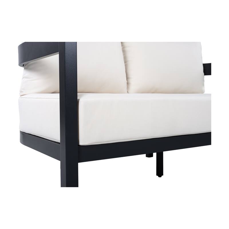 Christopher Knight Home - Modern 52.6" Outdoor Curved Back 2-Seater Loveseat with Aluminum Frame & Water-Resistant Cushions