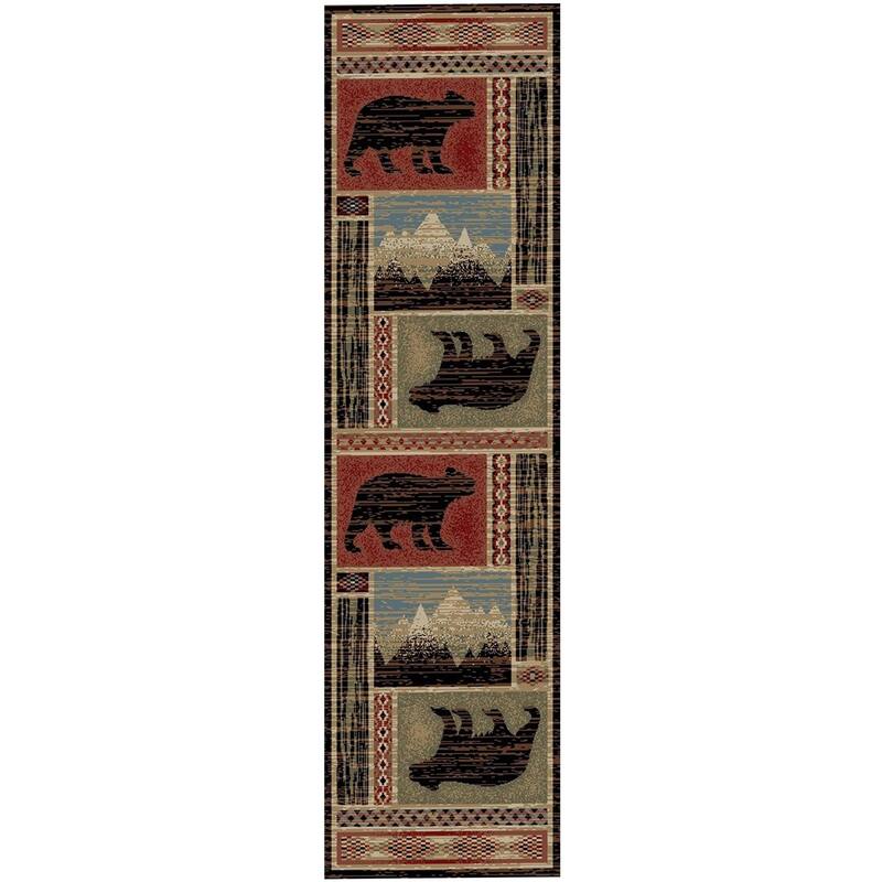 Mayberry Rugs Aspen Multi Lodge Bear Area Rug - 2'3" x 7'7" - Multi