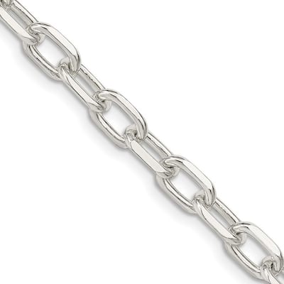 Curata 925 Sterling Silver Polished 6.5mm Unisex Open Cable Chain Necklace (Lobster)