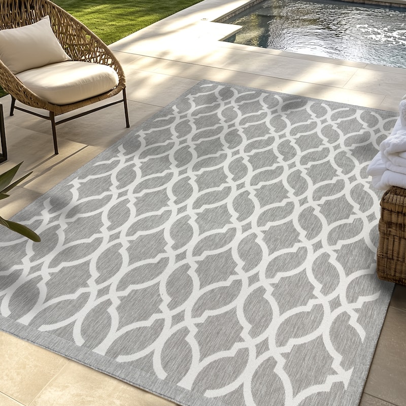 Gertmenian Savara Global Geometric Polypropylene Indoor Outdoor Performance Flatweave Area Rug Collection