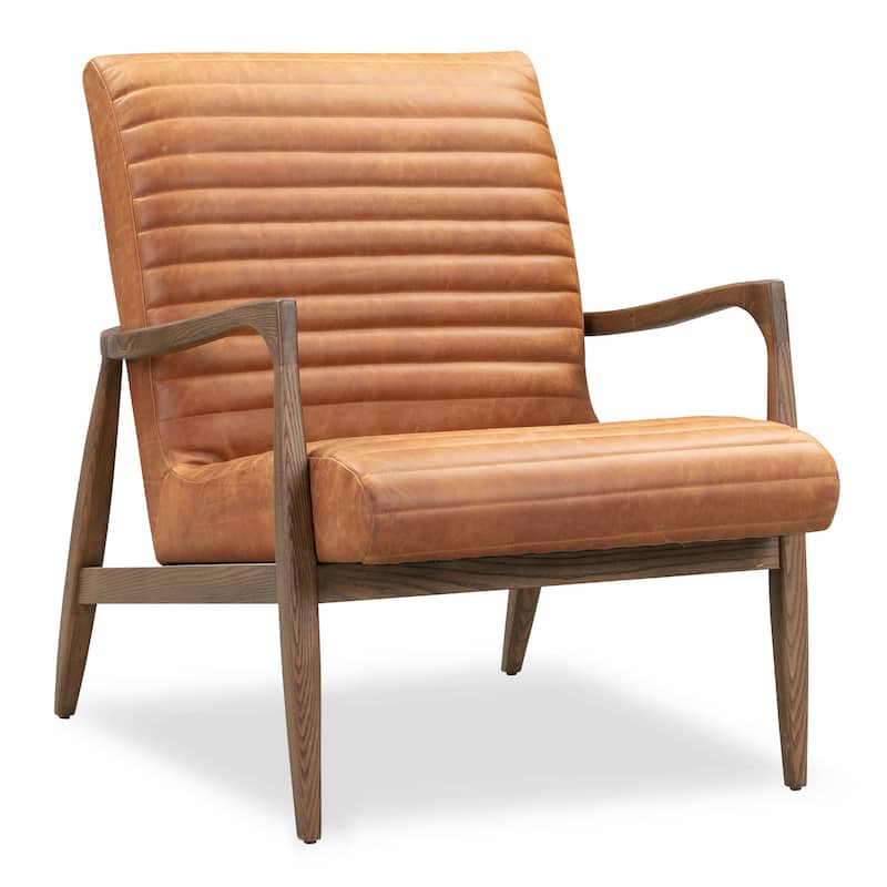 Poly & Bark Rowan Lounge Chair - Full Grain Genuine Italian Leather - Cognac Tan