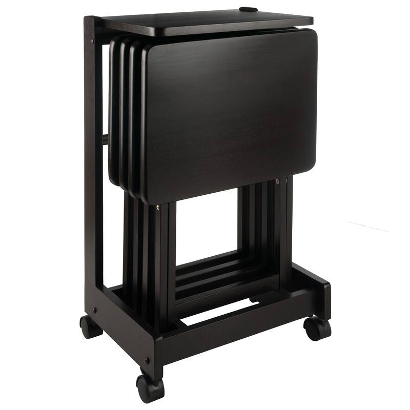 Brienda 5-Pc Snack Table Set, Flip Top - 19.13 x 14.17 x 32.2 inches - Coffee