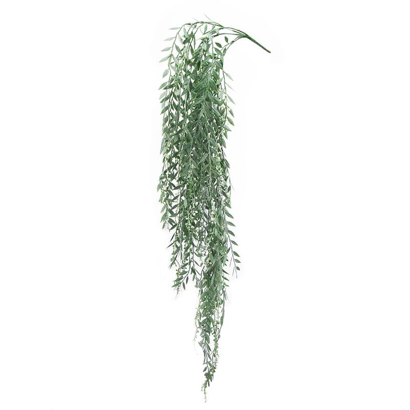 Set of 2 Green White Artificial Pepper Berry Leaf Vine Hanging Plant Greenery Foliage Bush 39in - 39" L x 9" W x 9" DP