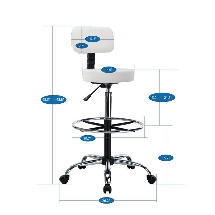 Comfortable Faux Leather Drafting Stool Chair with Adjustable Height Foot Rings - Ideal for Office Studio Craft Room