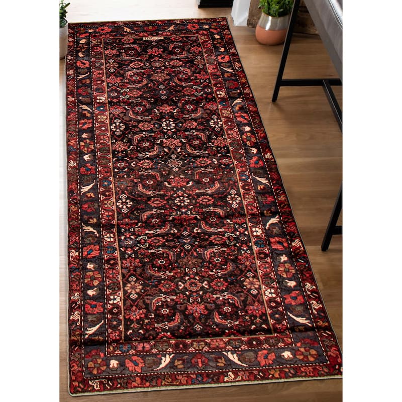 ECARPETGALLERY Hand-knotted Andelz Dark Navy Wool Rug - 3' 5" x 9' 4"