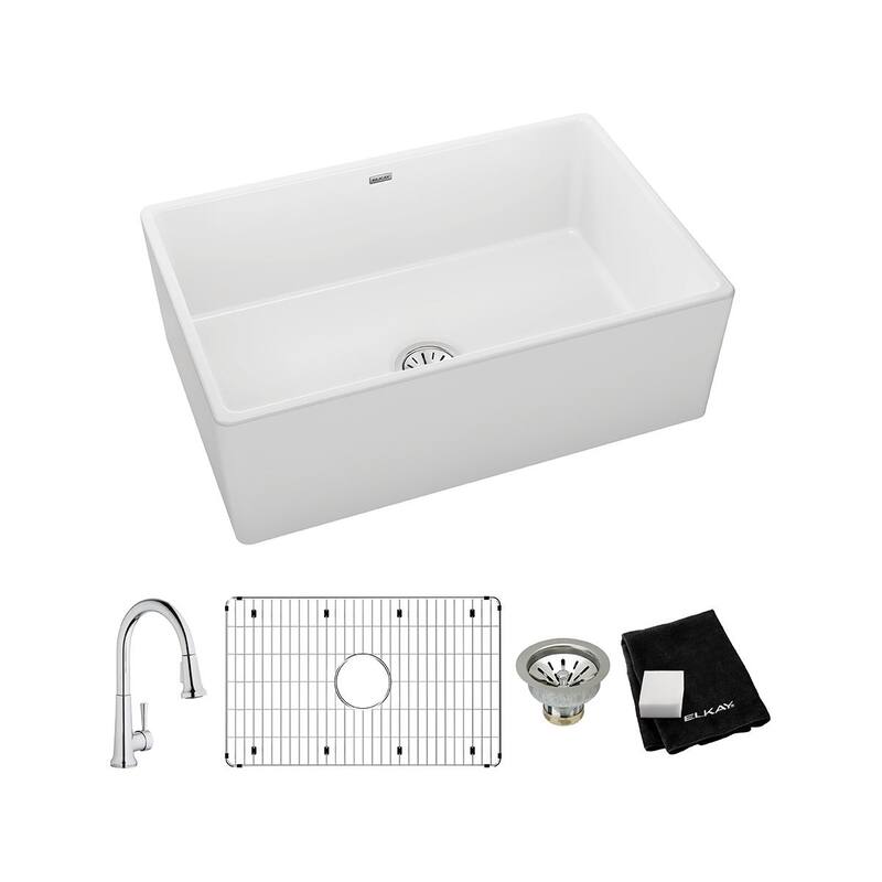 Elkay Fireclay 30" x 19-15/16" x 9-1/8", Single Bowl Farmhouse Sink