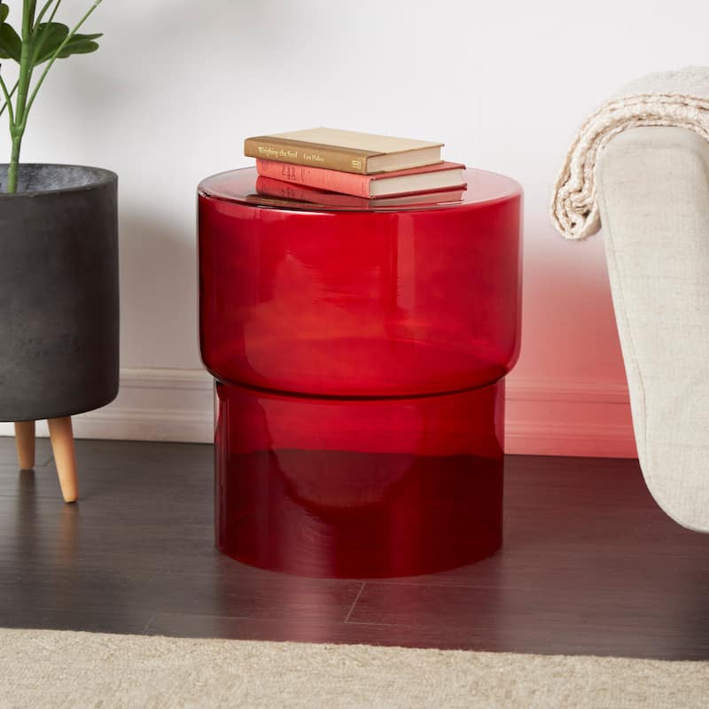Glass Modern Accent Table - Clear of Red - Roche River Decor