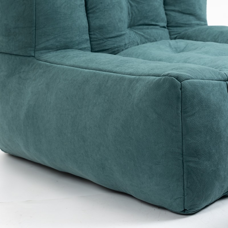 Living Room Velvet Upholstered Lazy Sofa Chair with Ottoman