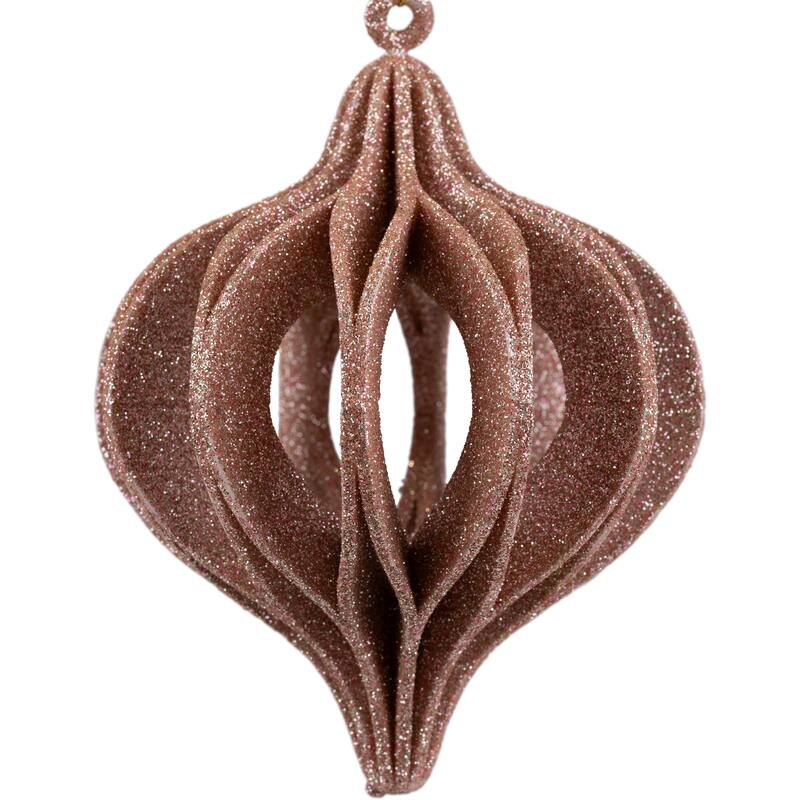 Champagne Open Cut Glitter Onion Shatterproof Christmas Ornament 5"