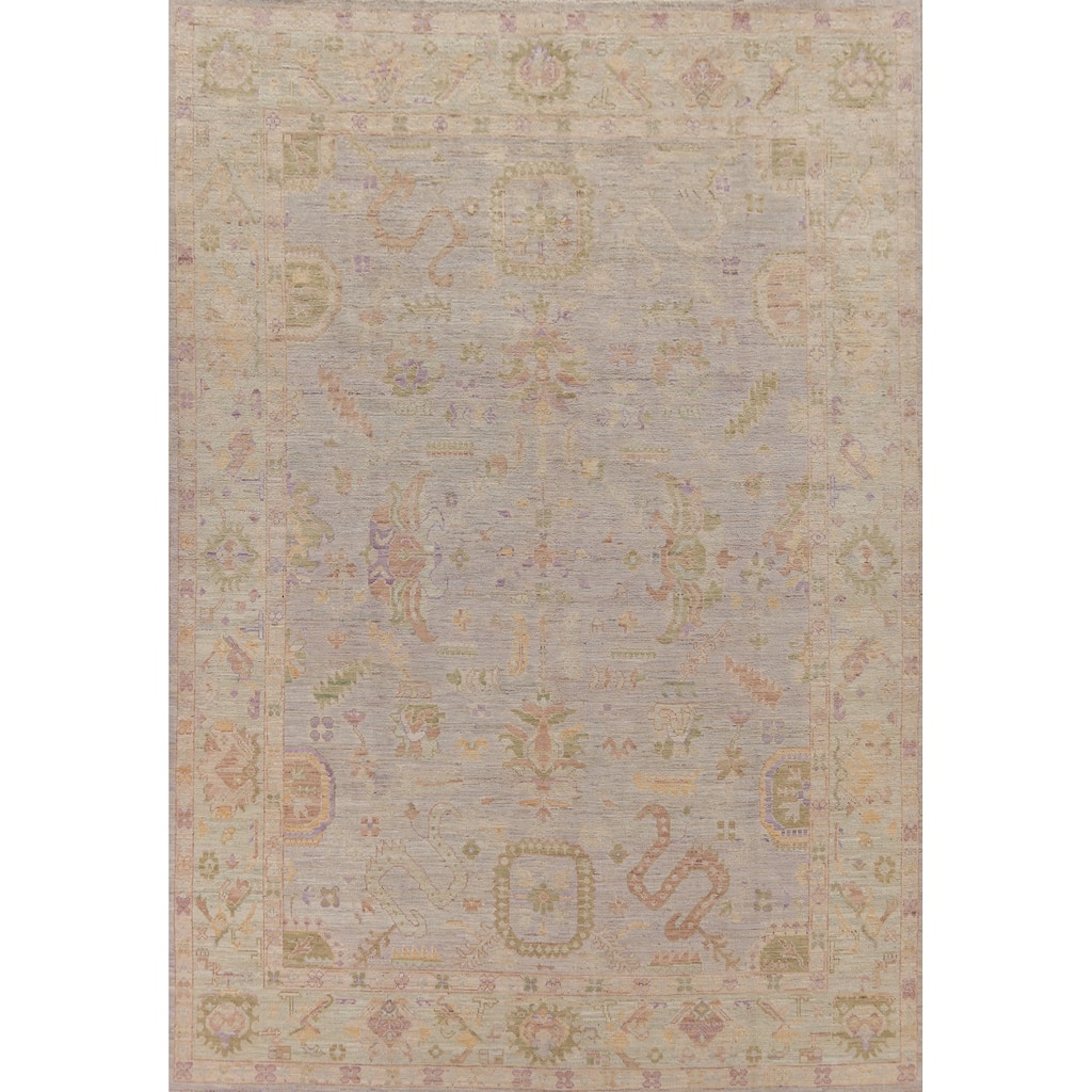 Hand Knotted Oriental 100% Wool Carpet Transitional All-Over Purples Oushak Area Rug - 11' 9'' X 8' 9''