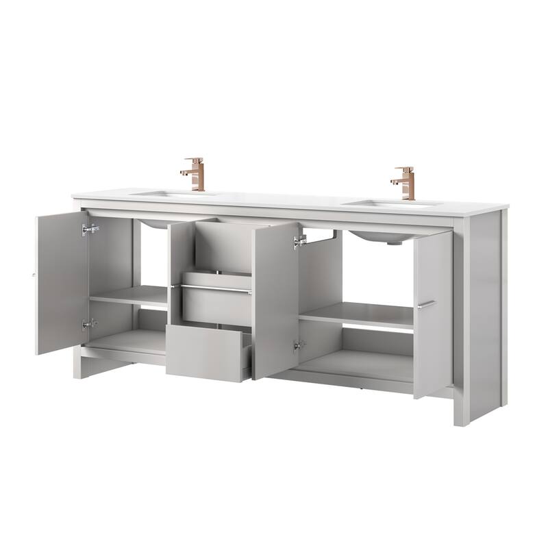 Lafarre Bath Vanity Quartz Top, Sink and Rose Gold Faucet