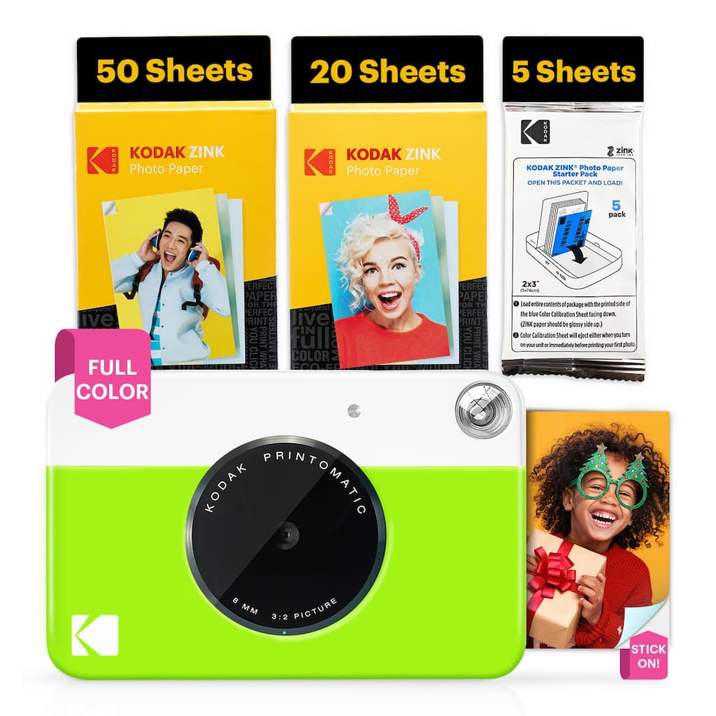 Kodak x Barbie Printomatic Instant Print Camera Signature Style, Case + Paper (20 Sheets) - Bundle - Pink - N/A