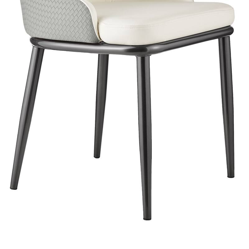 Faux Leather Upholstered Dining Chairs with Woven Back, Set of 2 - 18.11"W x 21.26"D x 36.61"H