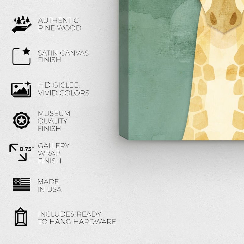 Wynwood Studio Canvas Animals Vibrant Giraffe Green and Emerald Modern & Contemporary Wall Art Canvas Print