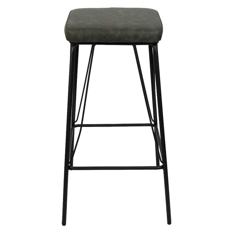 LeisureMod Millard Leather Cushion Barstool With Metal Frame - 30"