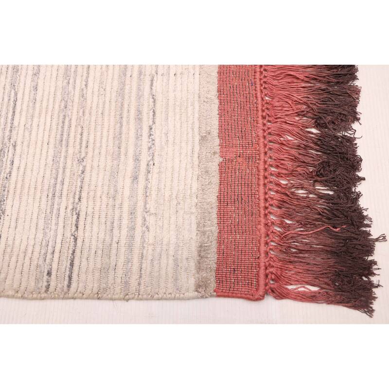 ECARPETGALLERY Hand Loomed Kashkuli Gabbeh Ivory Viscose Rug - 5'3 x 7'10