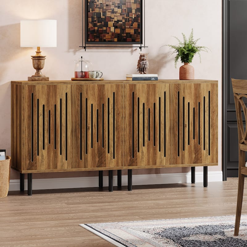 Sideboard Buffet Cabinet with Doors & Adjustable Shelves (Set of 2)